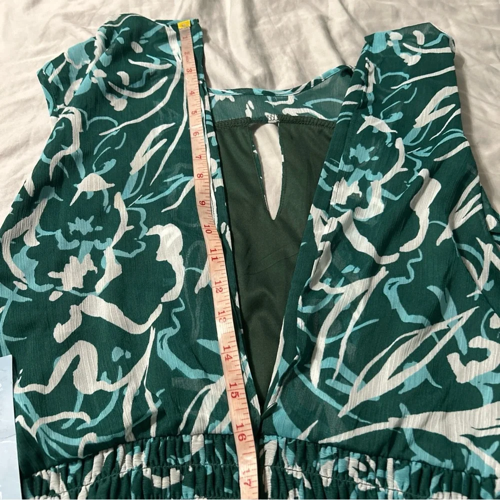 London Times dressSmocked waist Yoryu sleeveless green print | Size 18W | NWT|D2
